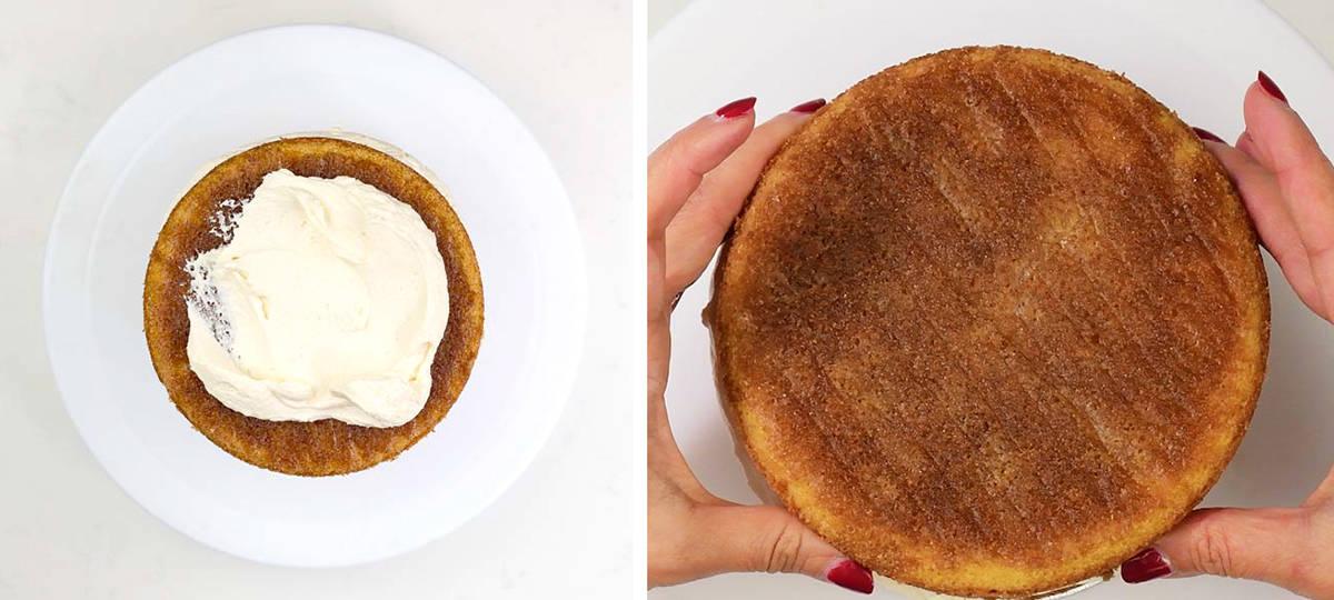 assembling tiramisu cake collage