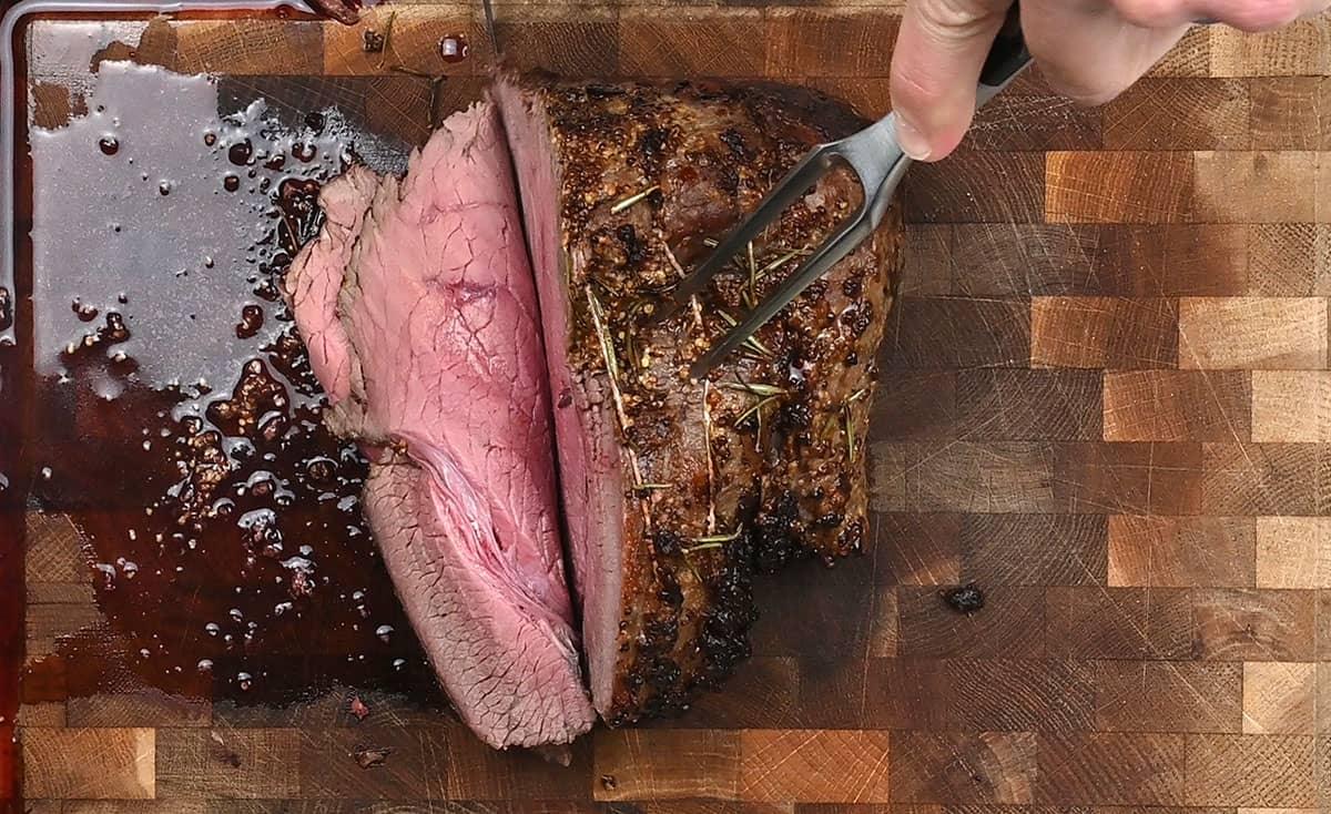 Carving topside of beef