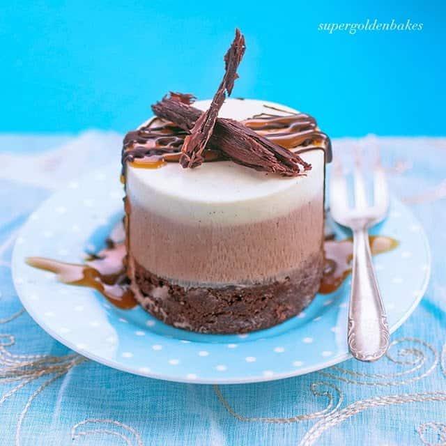 Triple chocolate mousse cake