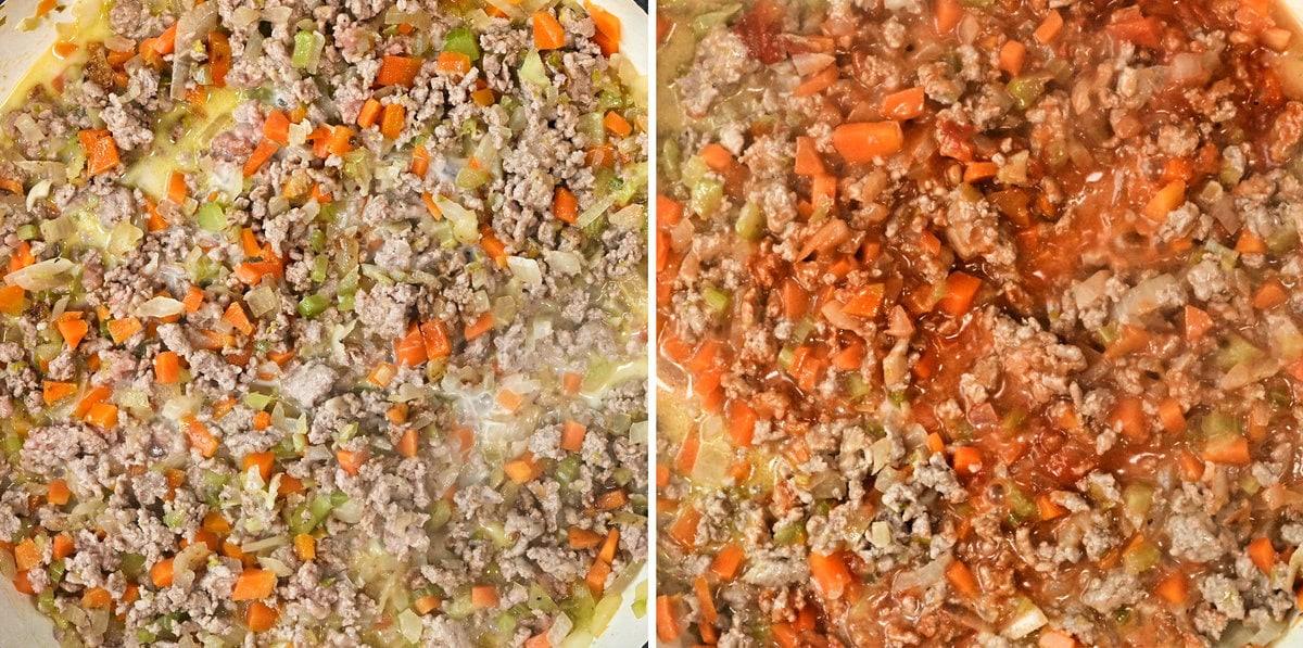 turkey Bolognese process images