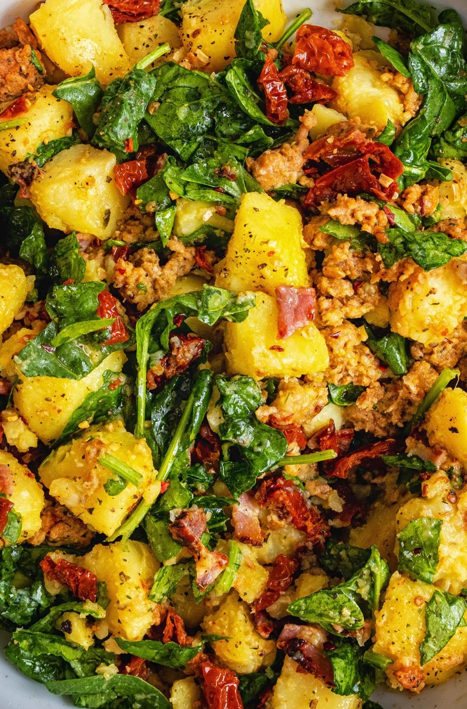 close up on warm Italian style potato salad