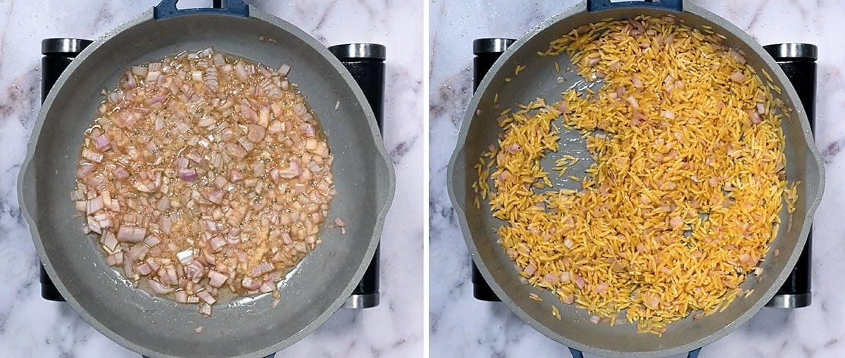 cooking orzo process shots