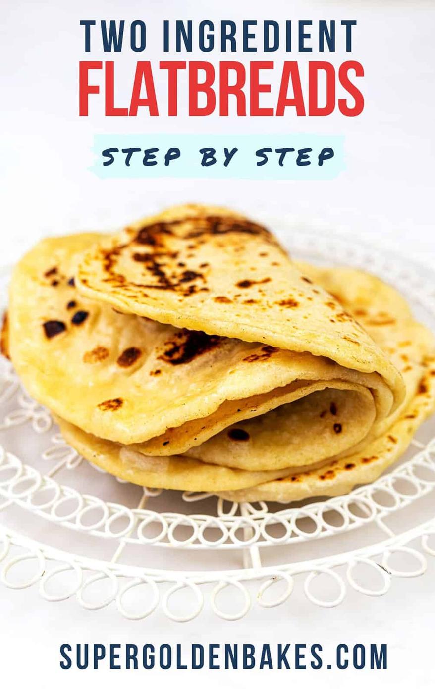 yogurt flatbreads stacked on a wire rack