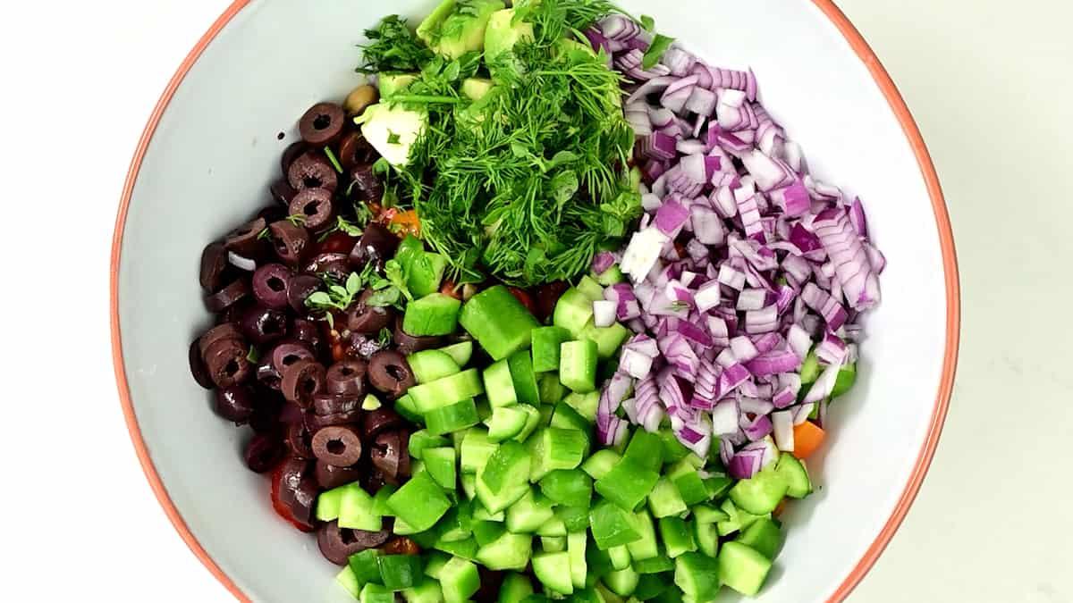 salad ingredients in a bowl