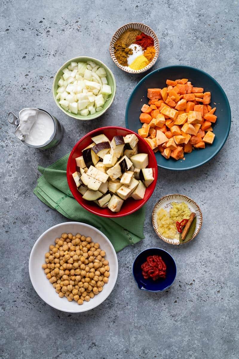 Vegan Curry ingredients