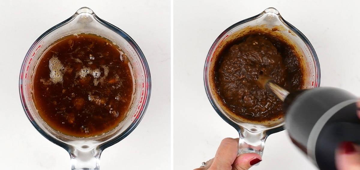 blending dates for sticky toffee pudding collage
