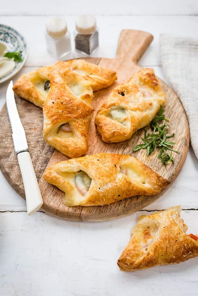 Vegetarian Caprese puff pastry parcels