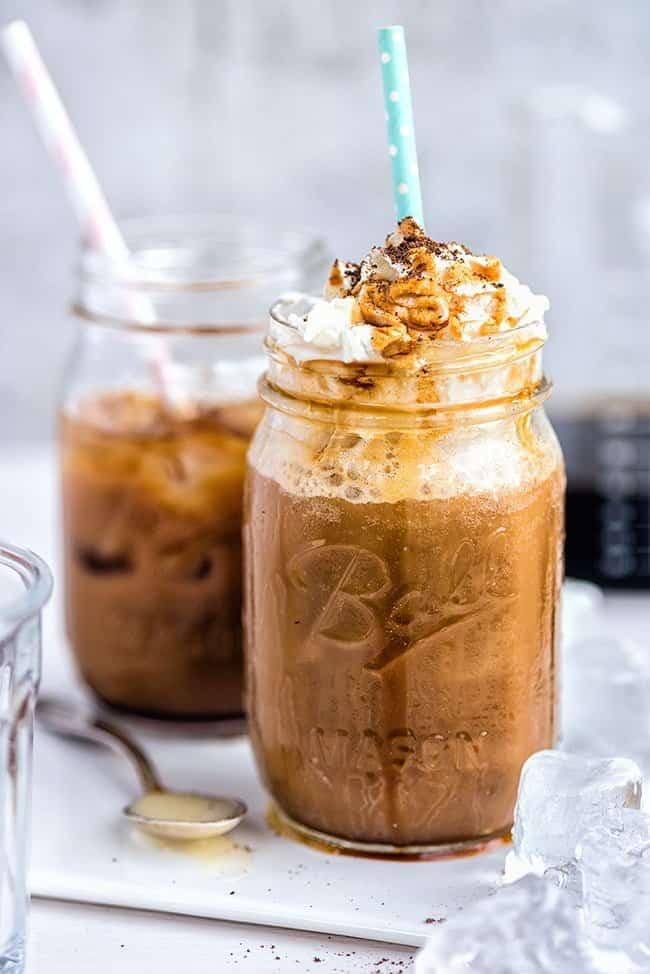 Vietnamese Iced Cold Brew Coffee with Whipped Cream and Caramel