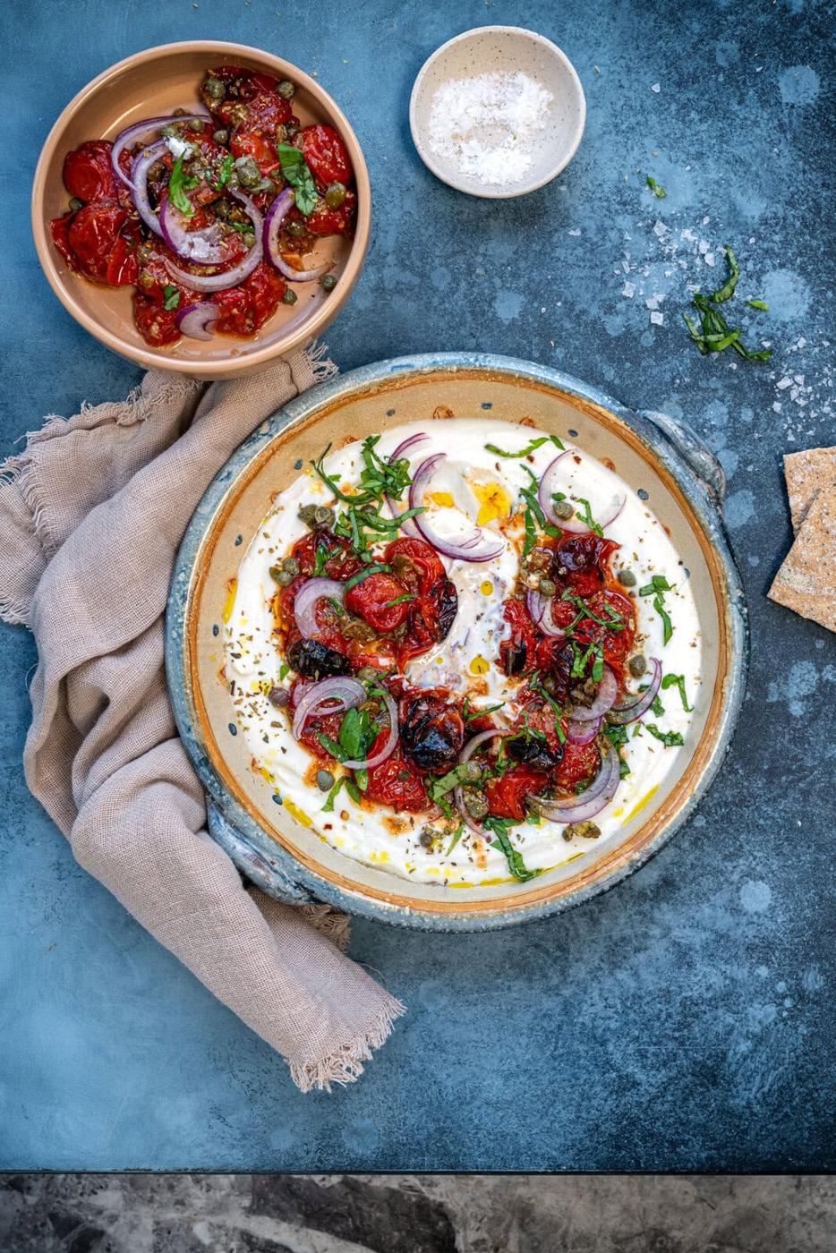 Healthy Cottage Cheese Dip with Roasted Tomatoes