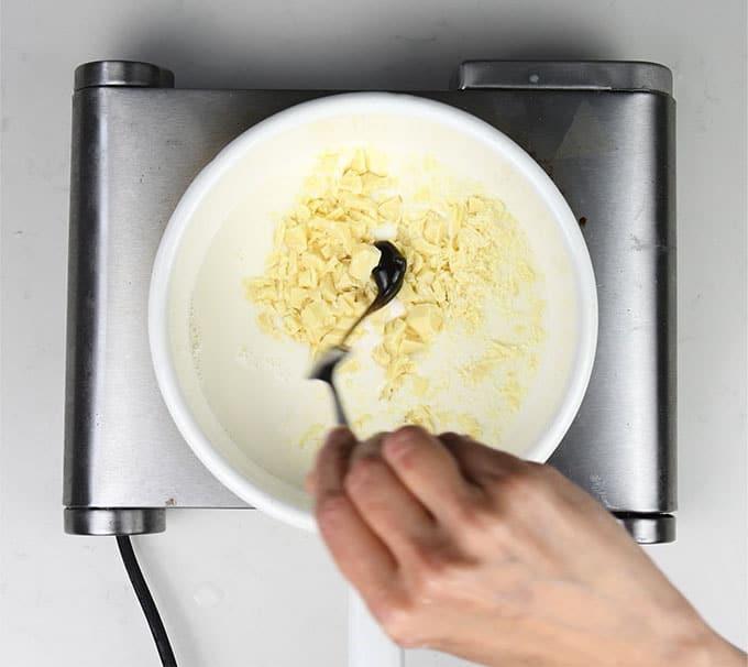 Making white hot chocolate